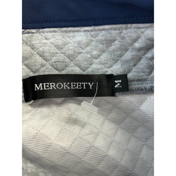 NWT MEROKEETY Button Quilted Patchwork Pullover Sweatshirt Women's Gray / Navy M - Picture 4 of 13